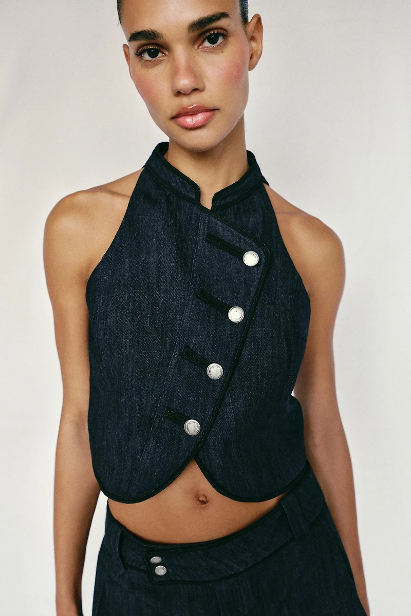 GILET HALTER LISERÉS CONTRASTE