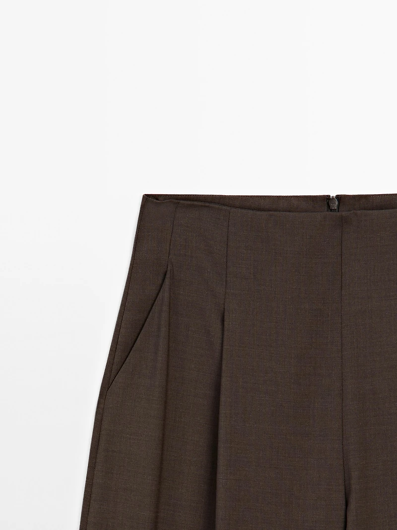 Pantalon à pinces large 100 % laine - STUDIO