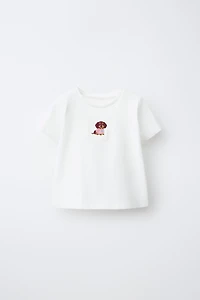 STRIPED SHIRT AND EMBROIDERED DOG T-SHIRT SET