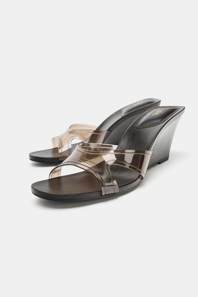 WEDGE SANDALS WITH VINYL EFFECT