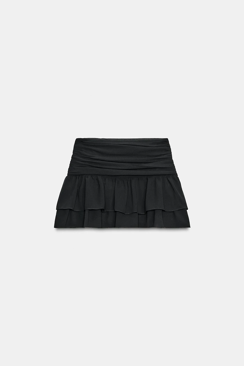 PLEATED RUFFLE SKORT