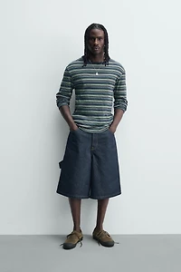 EMBROIDERED POCKET DENIM JORTS