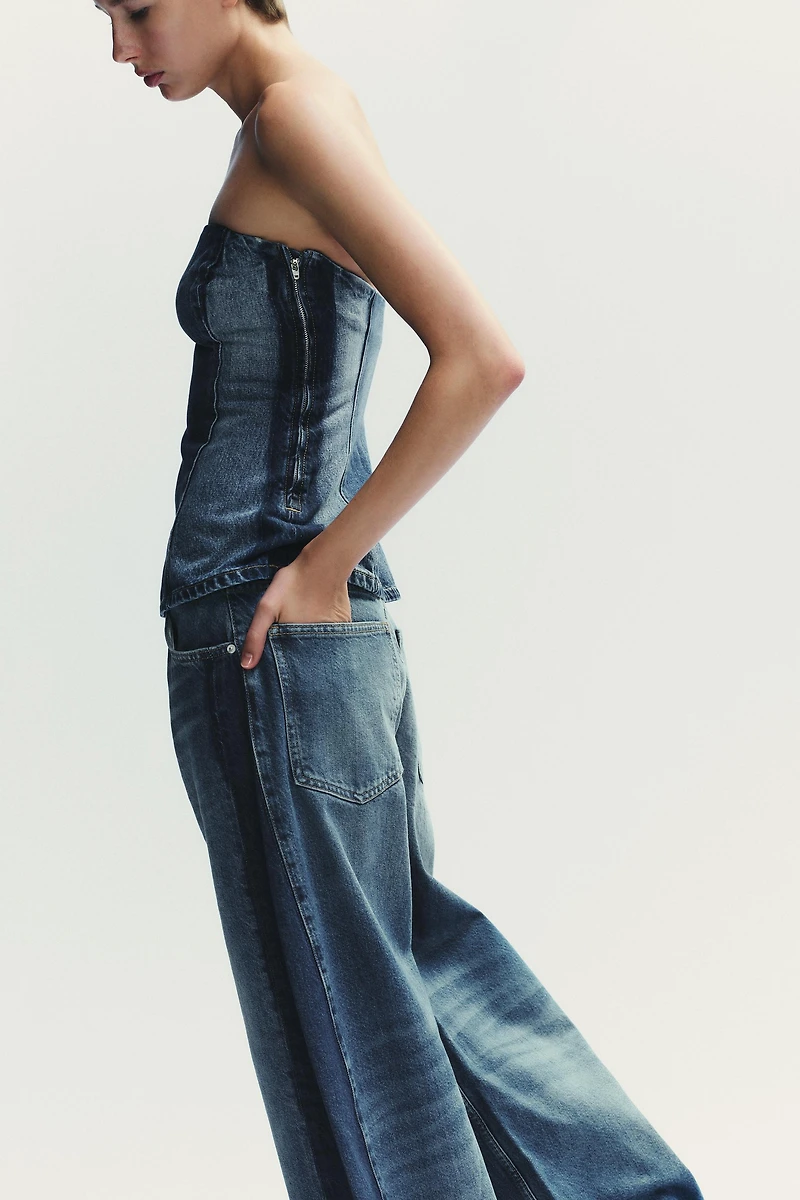 TRF DENIM BANDEAU TOP