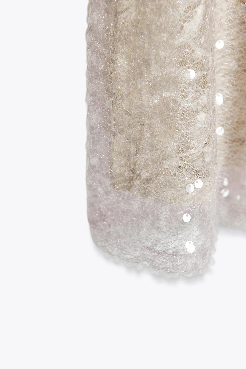 SEQUINED KNIT MIDI SKIRT