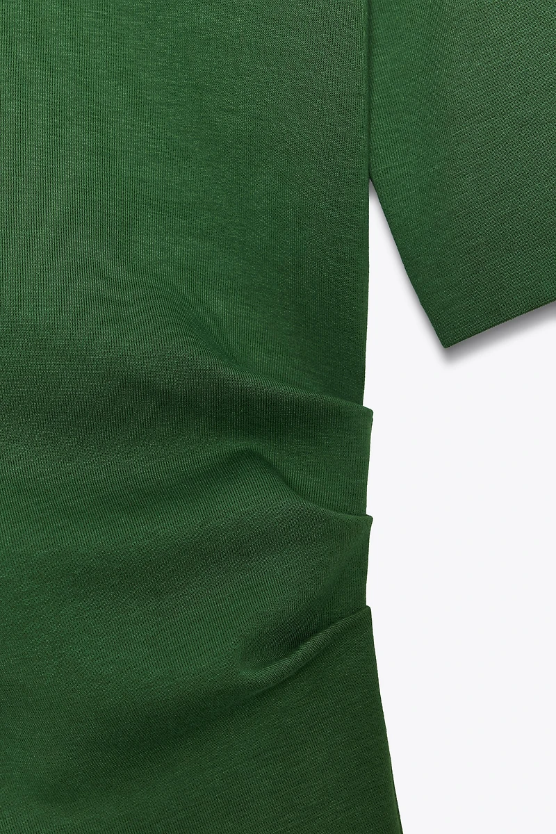 RUCHED INTERLOCK T-SHIRT