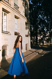 ROBE MIDI EN POPELINE ASYMÉTRIQUE