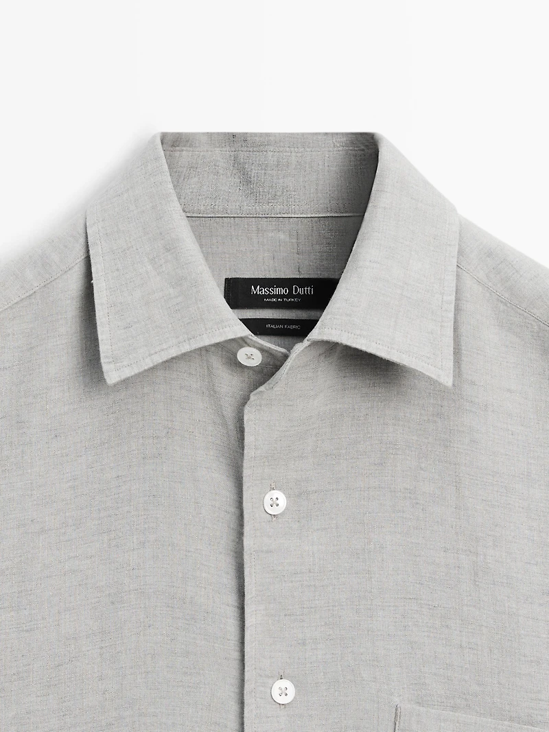 Chemise regular fit à poche 100 % lin