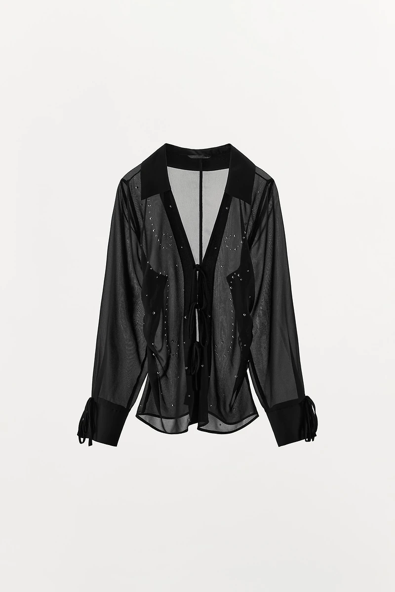 SEMI-SHEER STUDDED SHIRT