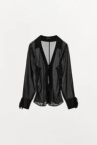 SEMI-SHEER STUDDED SHIRT
