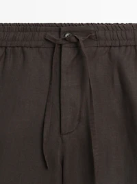 100% linen short Bermuda shorts