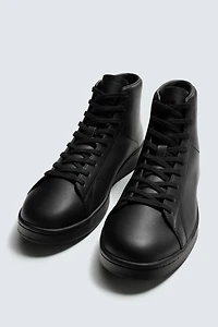 LEATHER HIGH-TOP SNEAKERS