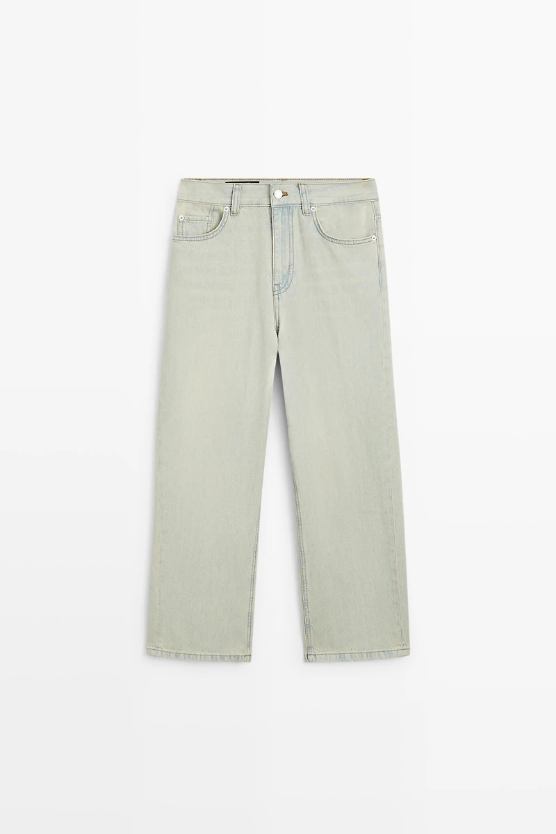 Jean wide leg cropped taille moyenne