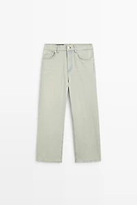 Jean wide leg cropped taille moyenne