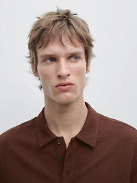 Polo micro-texturé en coton mélangé