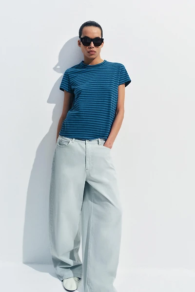COTTON AND LINEN STRIPED T-SHIRT