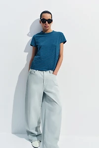COTTON AND LINEN STRIPED T-SHIRT