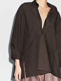 Asymmetric button-up poplin shirt