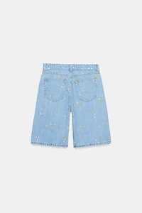 Z1975 EMBROIDERED FLORAL DENIM SHORTS SET