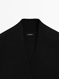 Long knit cardigan with belt