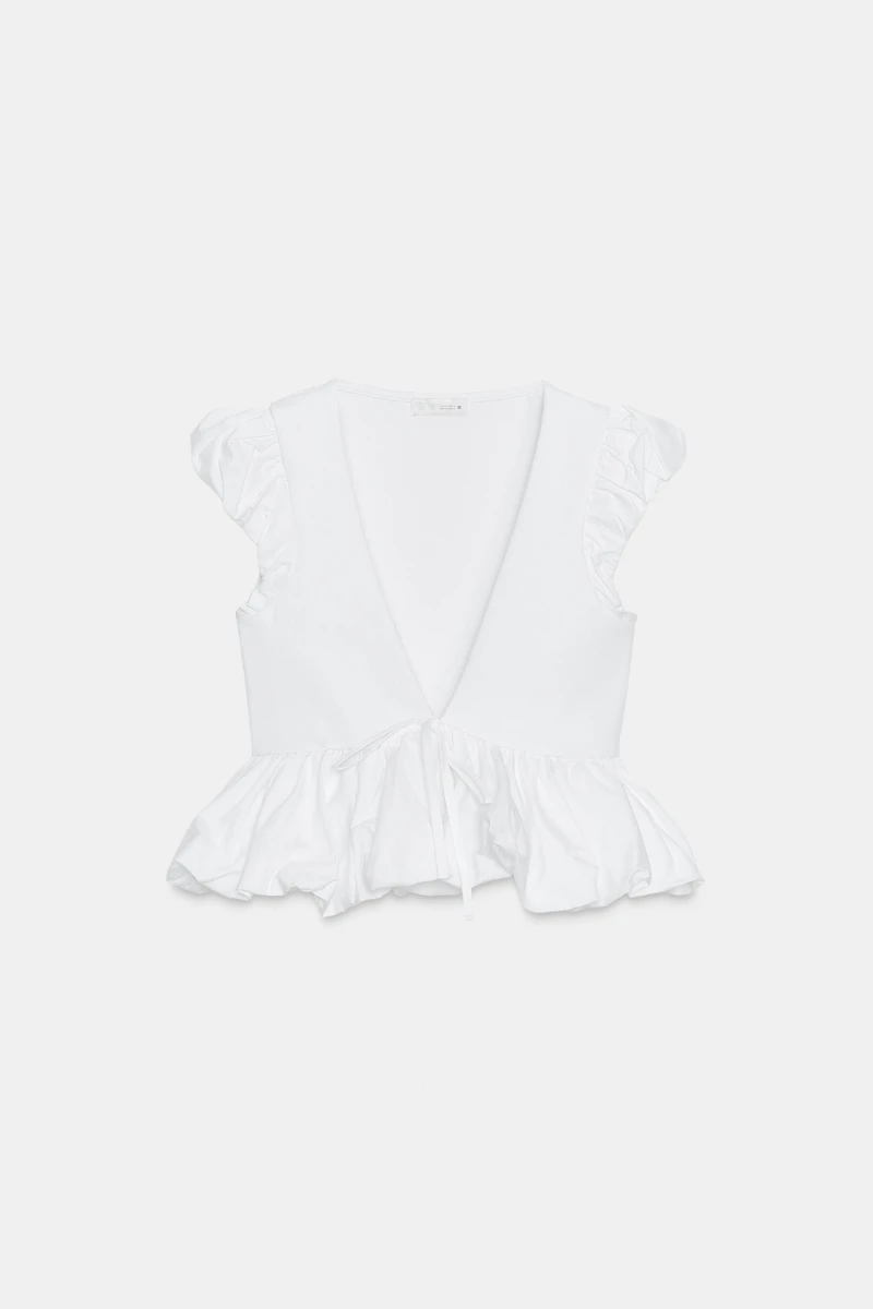 CONTRAST BOW T-SHIRT