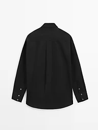 Bib front shirt with embroidered detail
