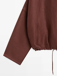 Linen blend bomber jacket