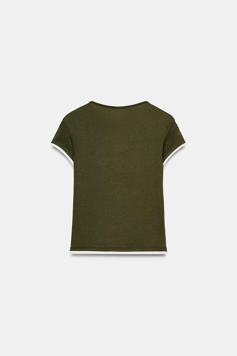 CONTRAST PIPING T-SHIRT