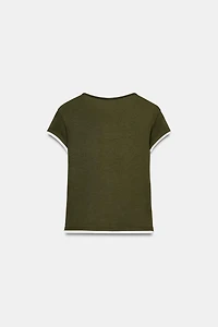 CONTRAST PIPING T-SHIRT