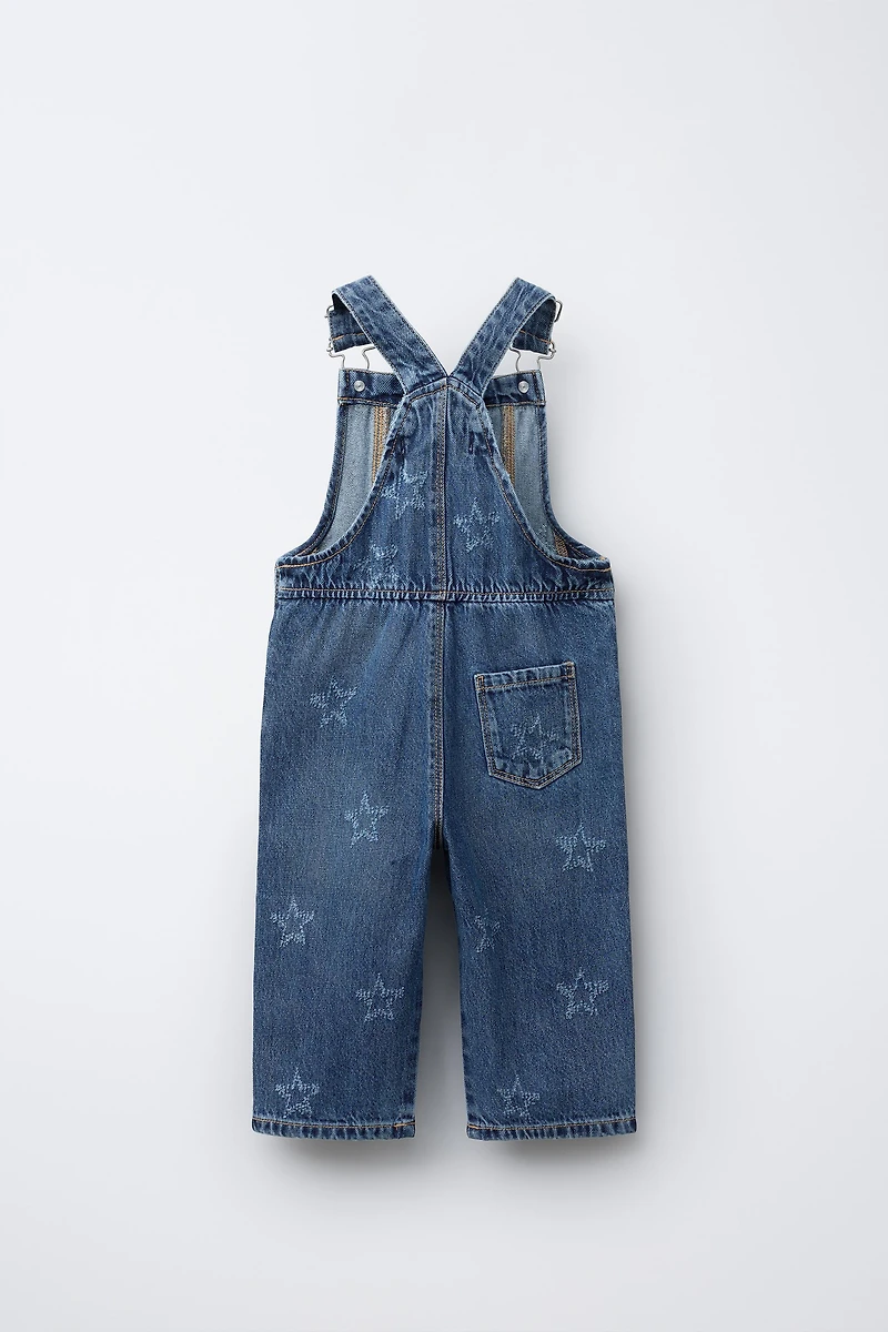SALOPETTE LONGUE EN DENIM ÉTOILES BRODÉES