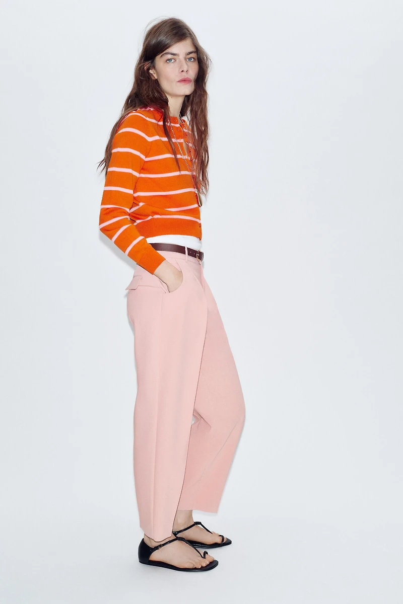 BELTED PLEATED PANTS