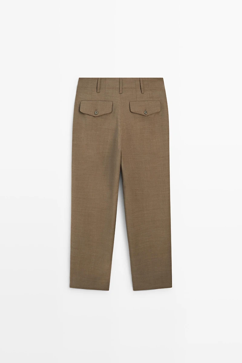 100% Wool Melange Suit Pants