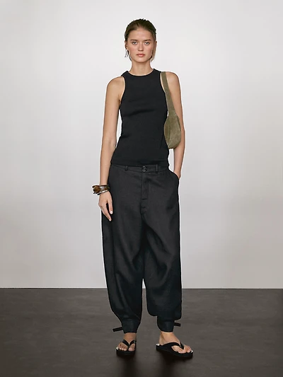 Cotton blend halter-neck top