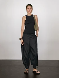 Cotton blend halter-neck top