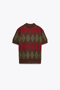 VESTE POLO EN MAILLE LOSANGES