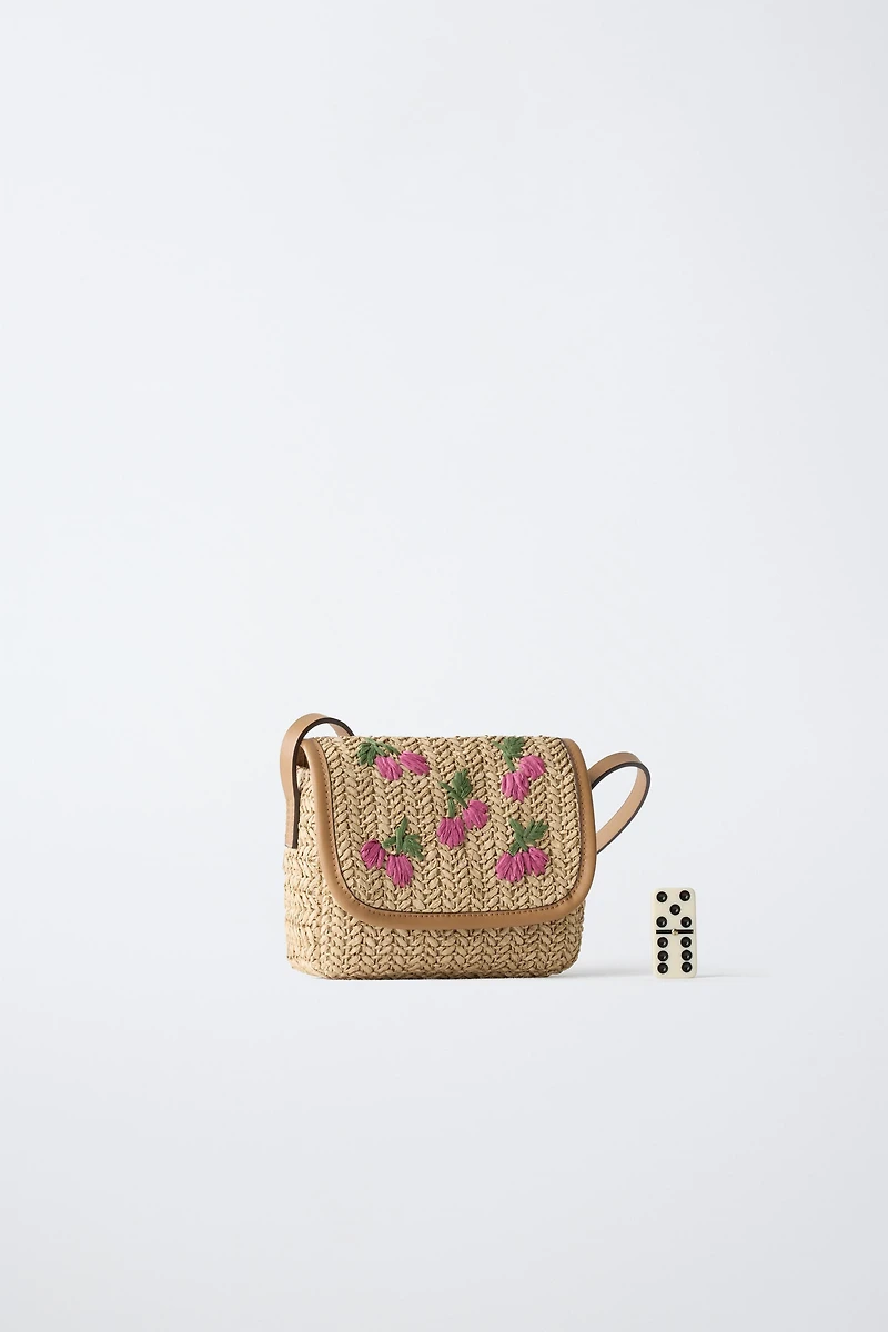 RAFFIA CHERRY CROSSBODY BAG