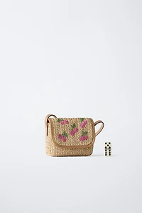 RAFFIA CHERRY CROSSBODY BAG