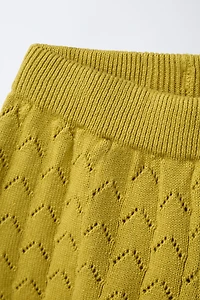 COTTON LINEN EMBROIDERED KNIT SHORTS