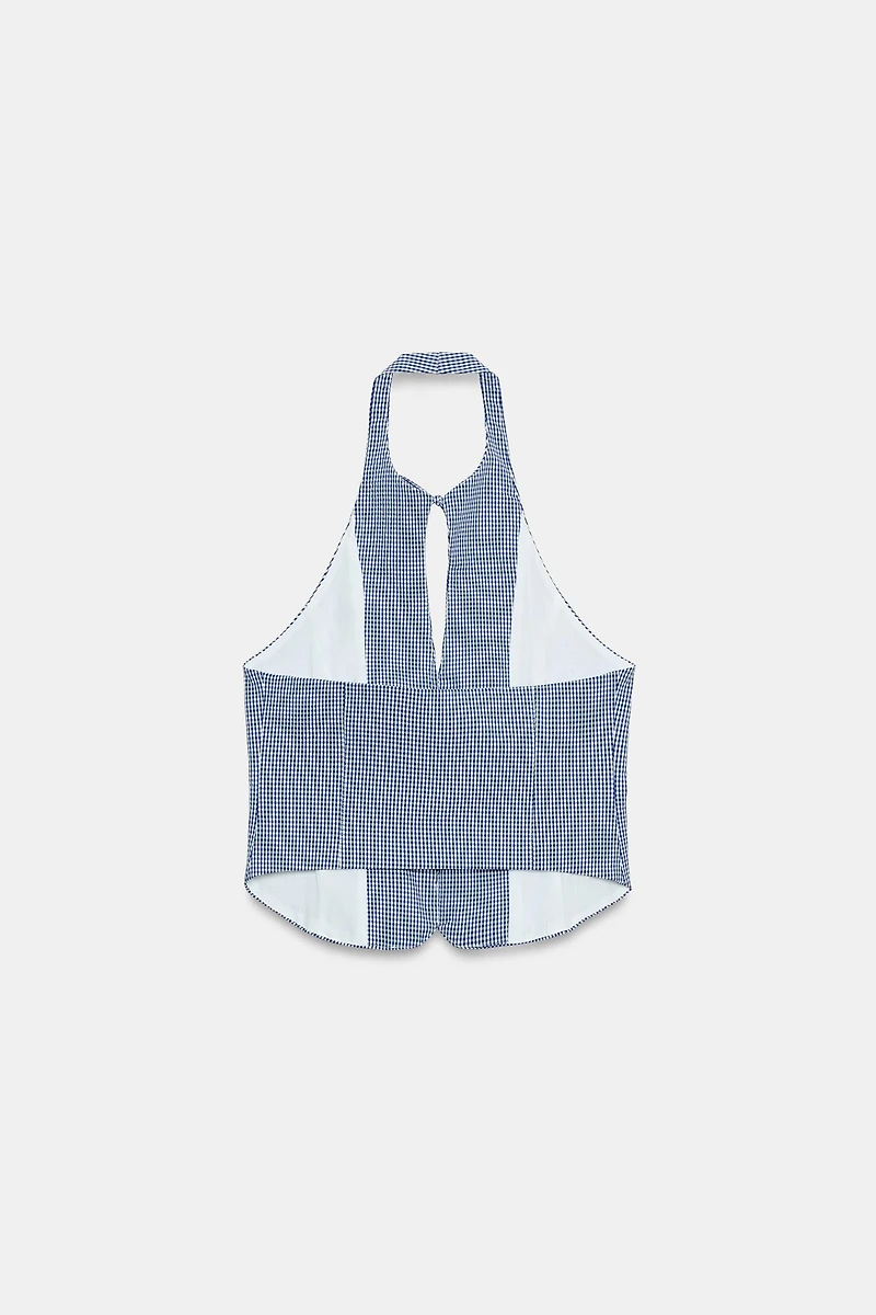 GINGHAM HALTER TOP