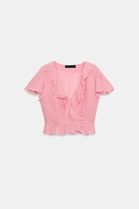 RUFFLED WRAP TOP
