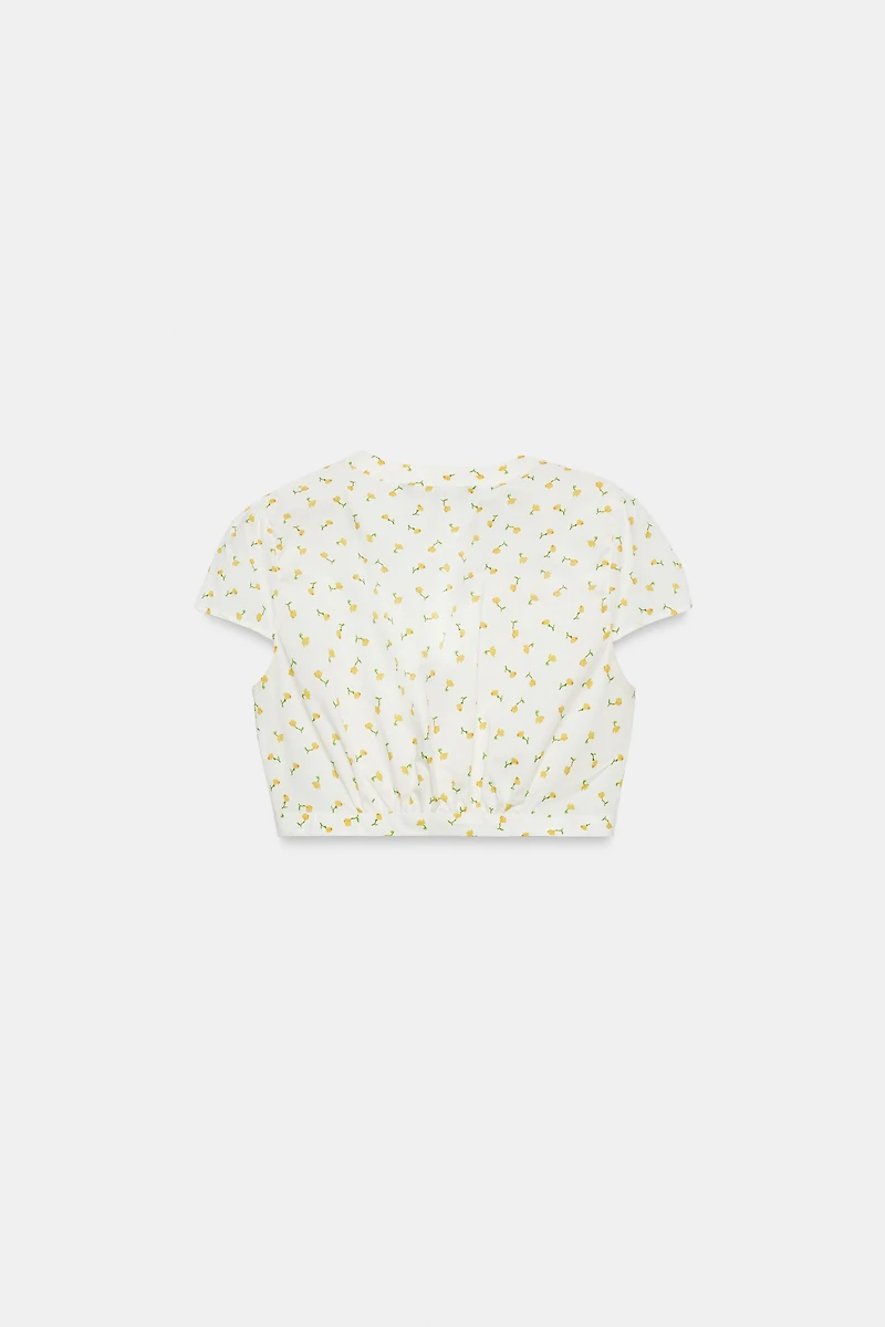 FLORAL POPLIN CROP TOP