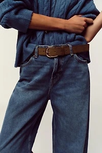 Z.08 WIDE LEG CROPPED HIGH WAIST BELTED JEANS