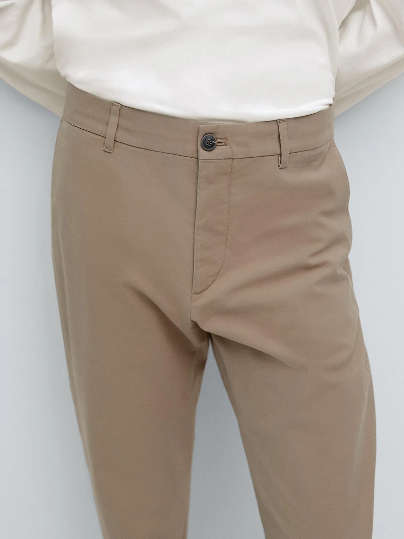 Slim fit cotton trousers