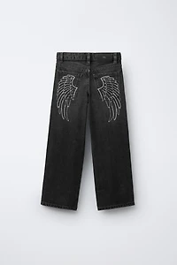 SPARKLY WING WIDE LEG JEANS
