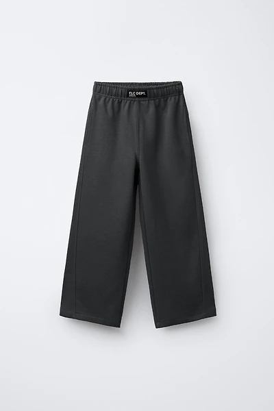 STRAIGHT PLUSH PANTS WITH LABEL