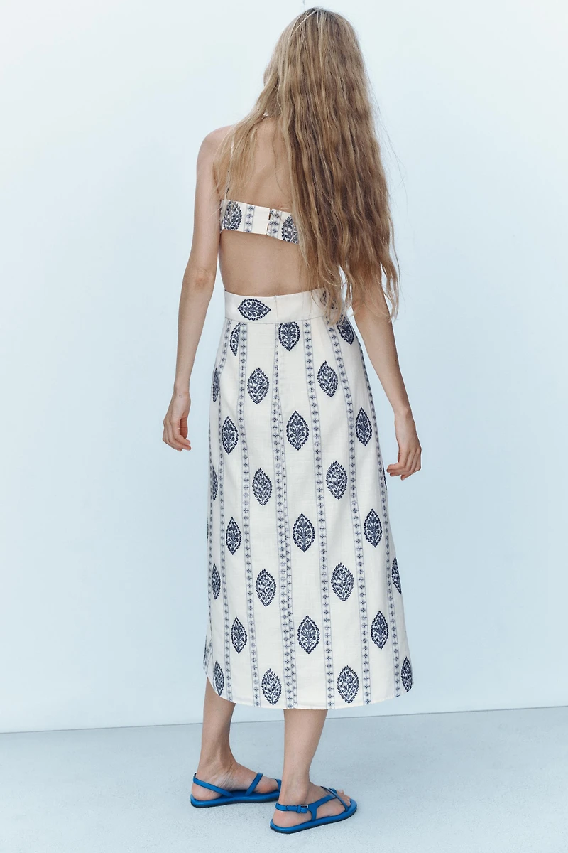 CUT OUT EMBROIDERED MIDI DRESS