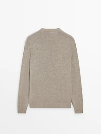 Cotton and linen mouliné knit sweater