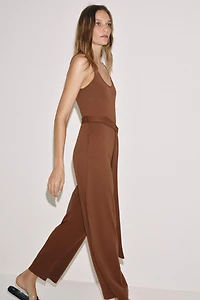 BELTED HEAVY COTTON JUMPSUIT