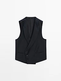 Plain 100% wool suit waistcoat