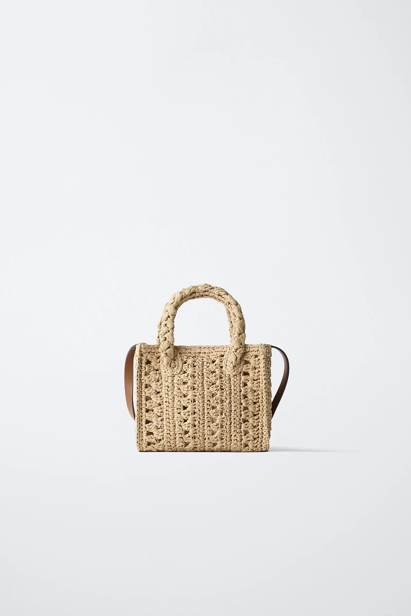 RAFFIA CROSSBODY BAG WITH MARINE CHARMS