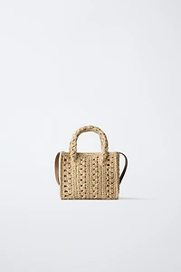 RAFFIA CROSSBODY BAG WITH MARINE CHARMS